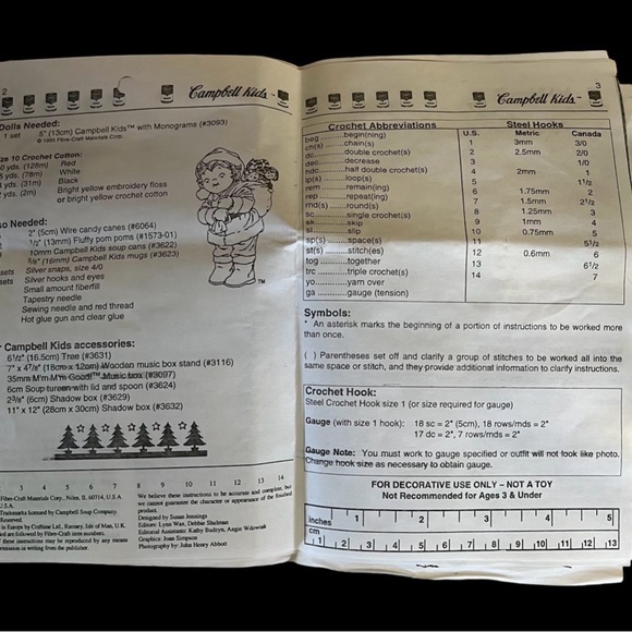 Campbell Soup Kids Vintage 1995 Fibre Craft 5" Dolls W/Crochet Directions - Picture 8 of 8